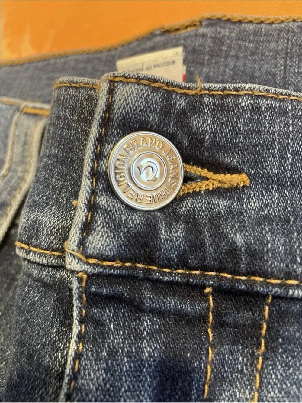 Y2K True Religion Jeans Rocco Relaxed Skinny Size 40 Blue Distressed Denim - Picture 8 of 14